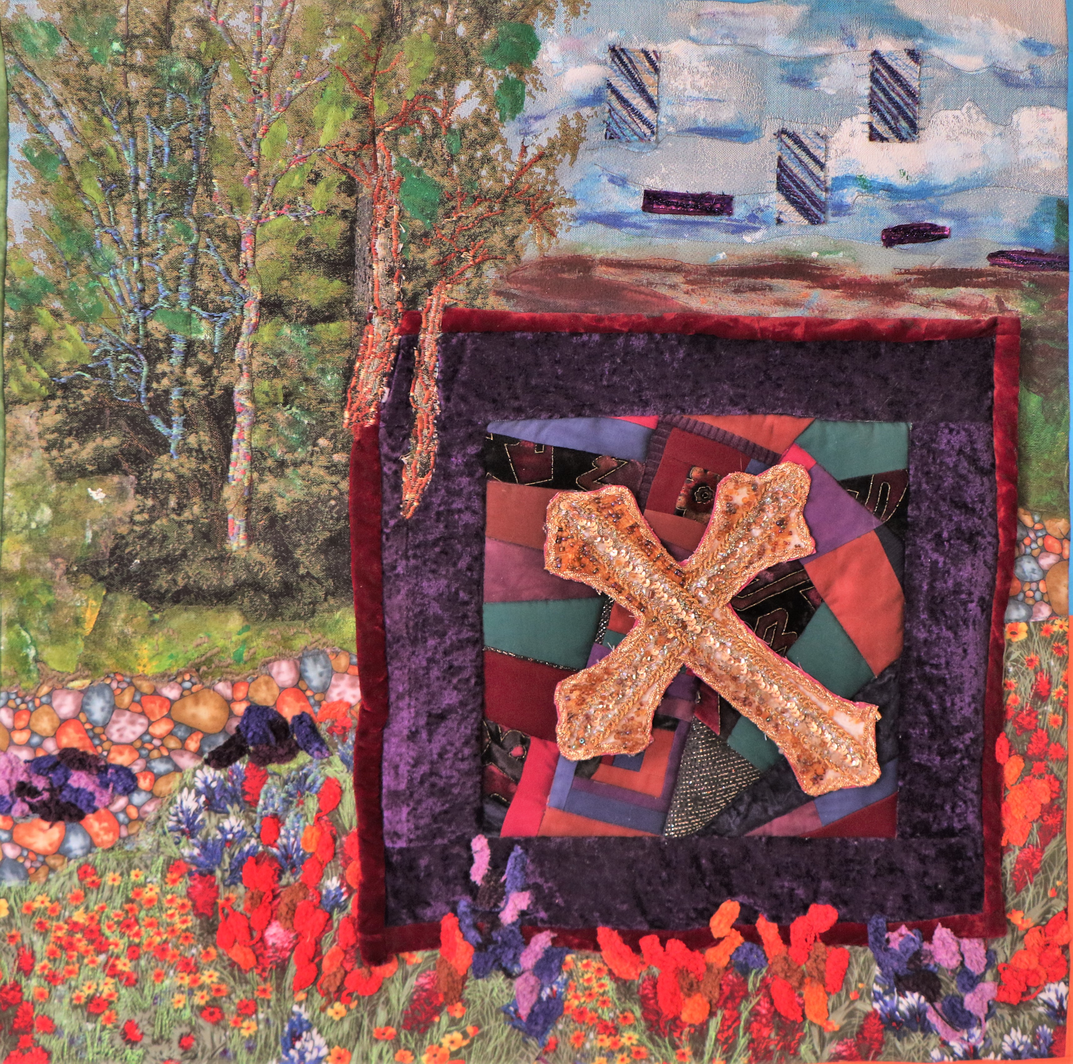 Road to Unity — art quilt by Enid Viljoen, fibre artist